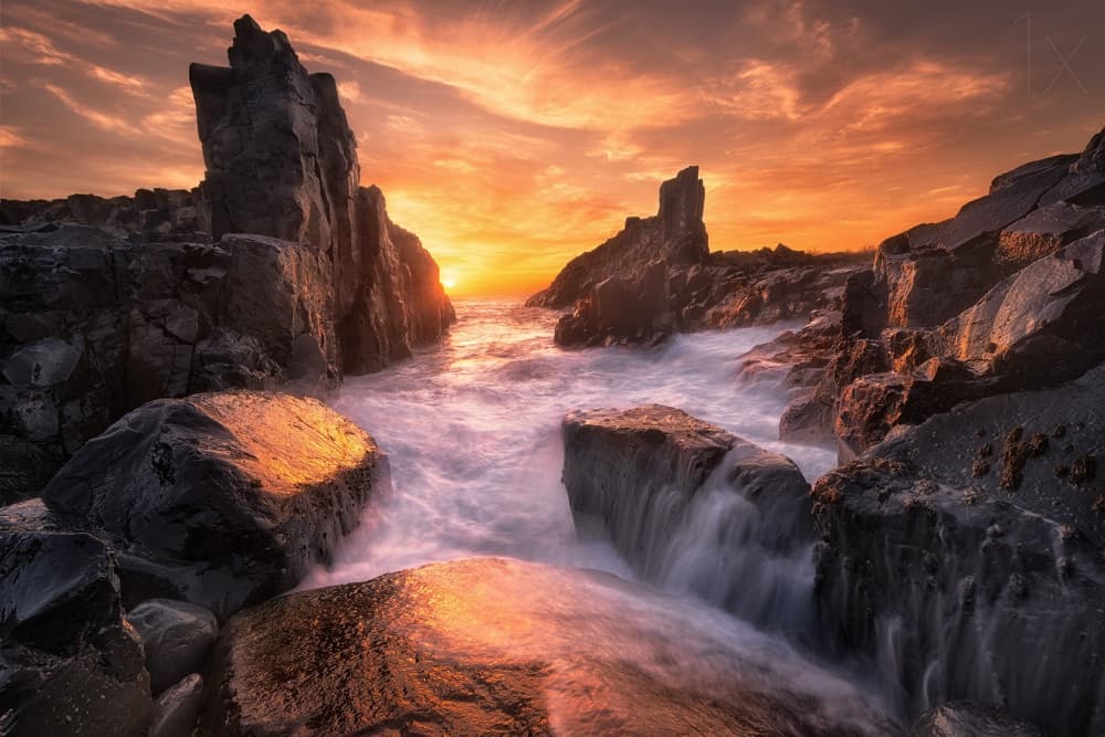 Rocky Coast Sunset by Joshua Zhang — canvas wall art
