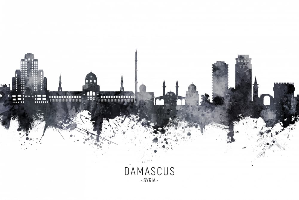 Damascus City Skyline by Michael Tompsett — canvas wall art