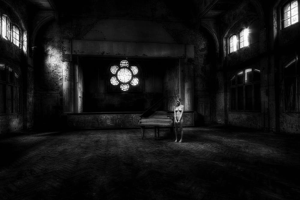 Melancholy Nude Piano by Holger Droste — canvas wall art