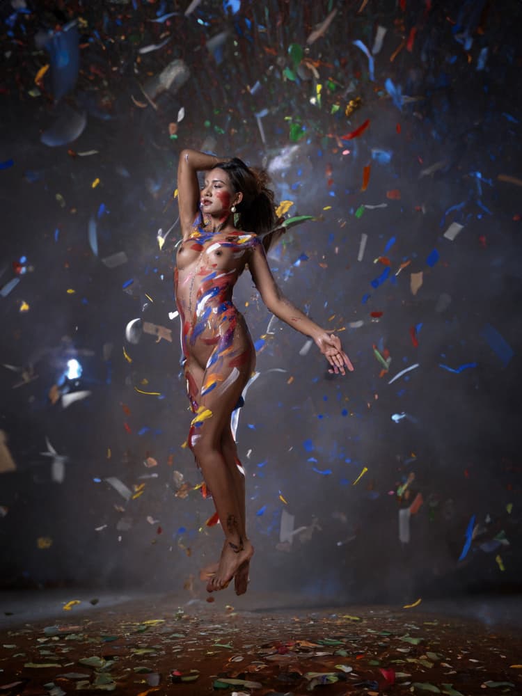 Vibrant Floating Body Paint by Cai ning — canvas wall art