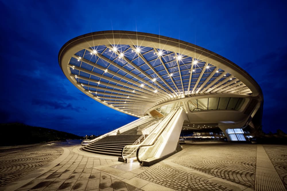 Illuminated Modern Architecture by Martin Fleckenstein — canvas wall art
