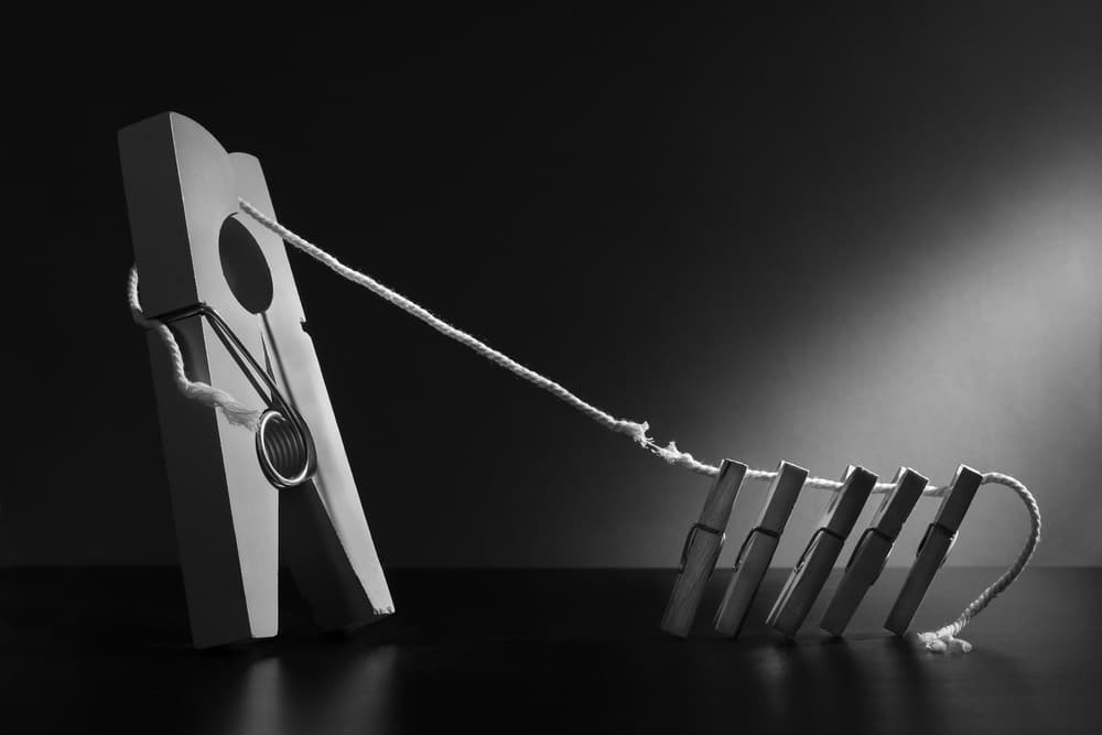 Clothespin Domino Effect by Victoria Glinka — canvas wall art