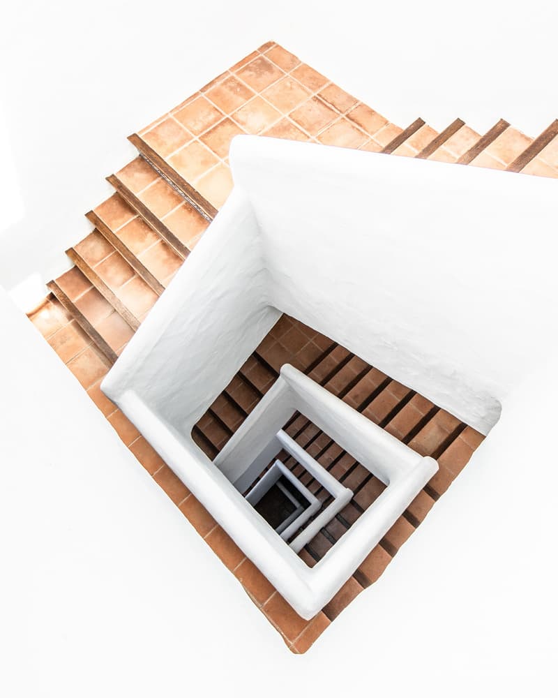 Geometric Spiral Staircase by Franco Tessarolo — canvas wall art