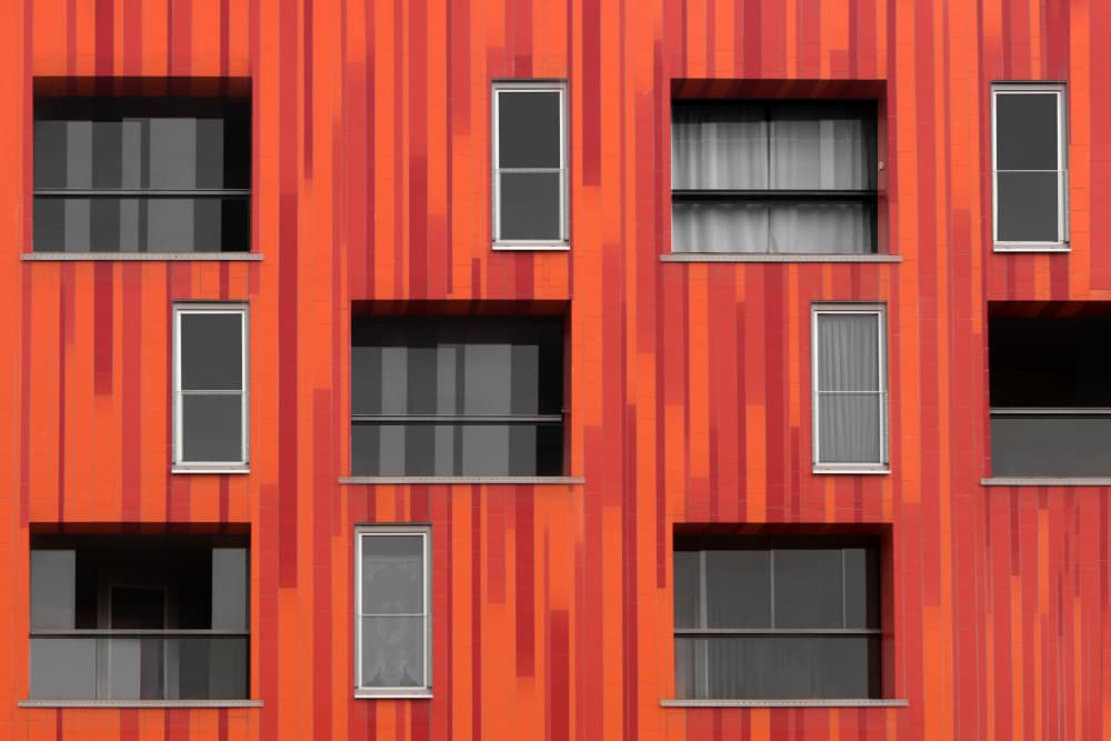 Modern Orange Facade by Hans-Wolfgang Hawerkamp — canvas wall art