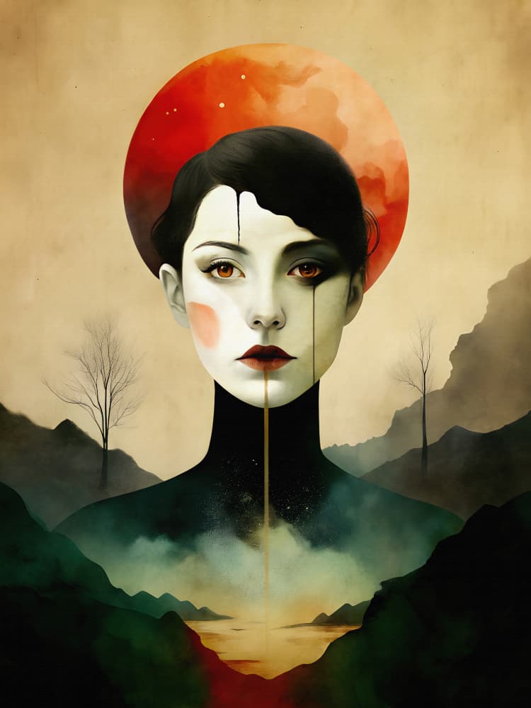 Surreal Moon Woman by Miguel Bruzual — canvas wall art