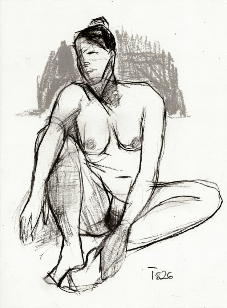 Expressive Seated Nude by Tore Bahnson — canvas wall art