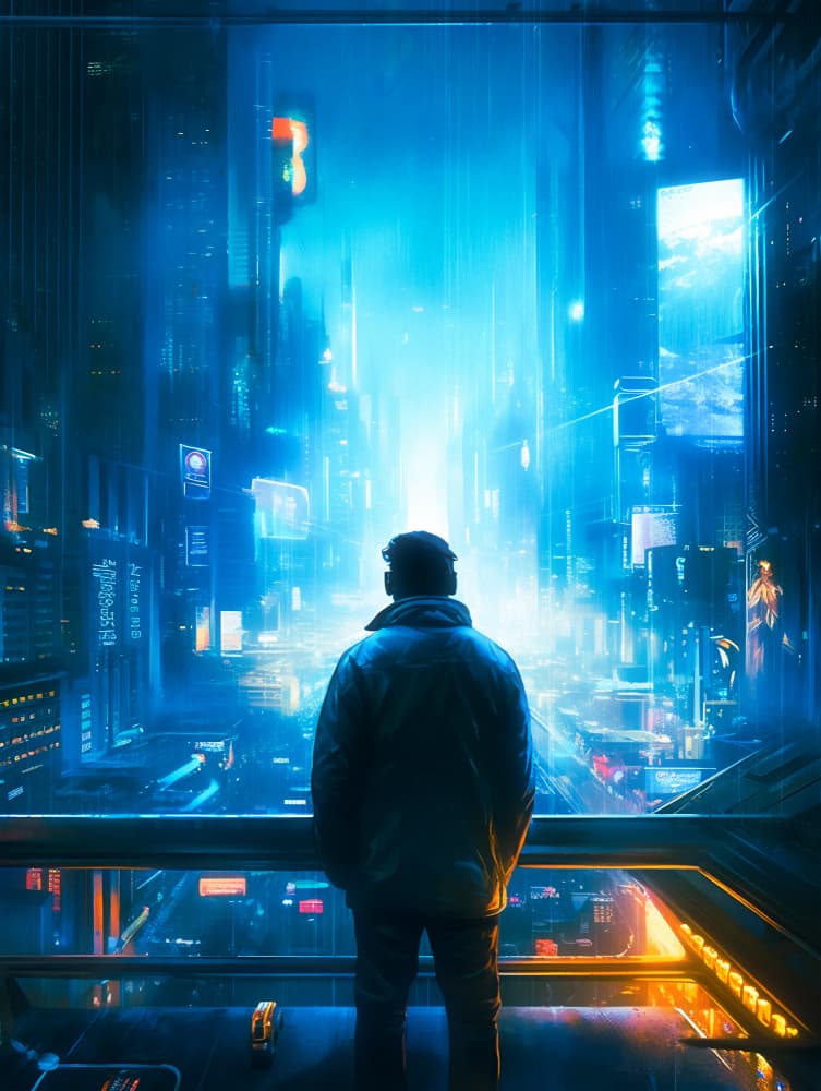 Sci Fi Neon Cityscape by Taudalpoi — canvas wall art