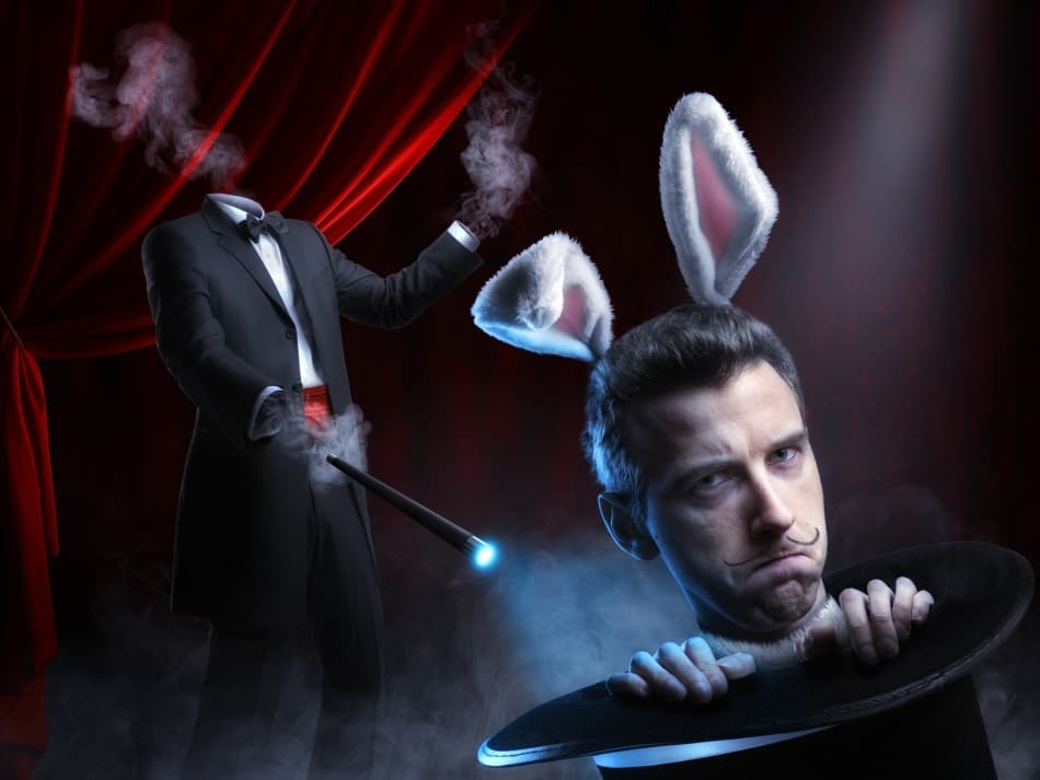 Magician's Rabbit Head Trick by Christophe Kiciak — canvas wall art
