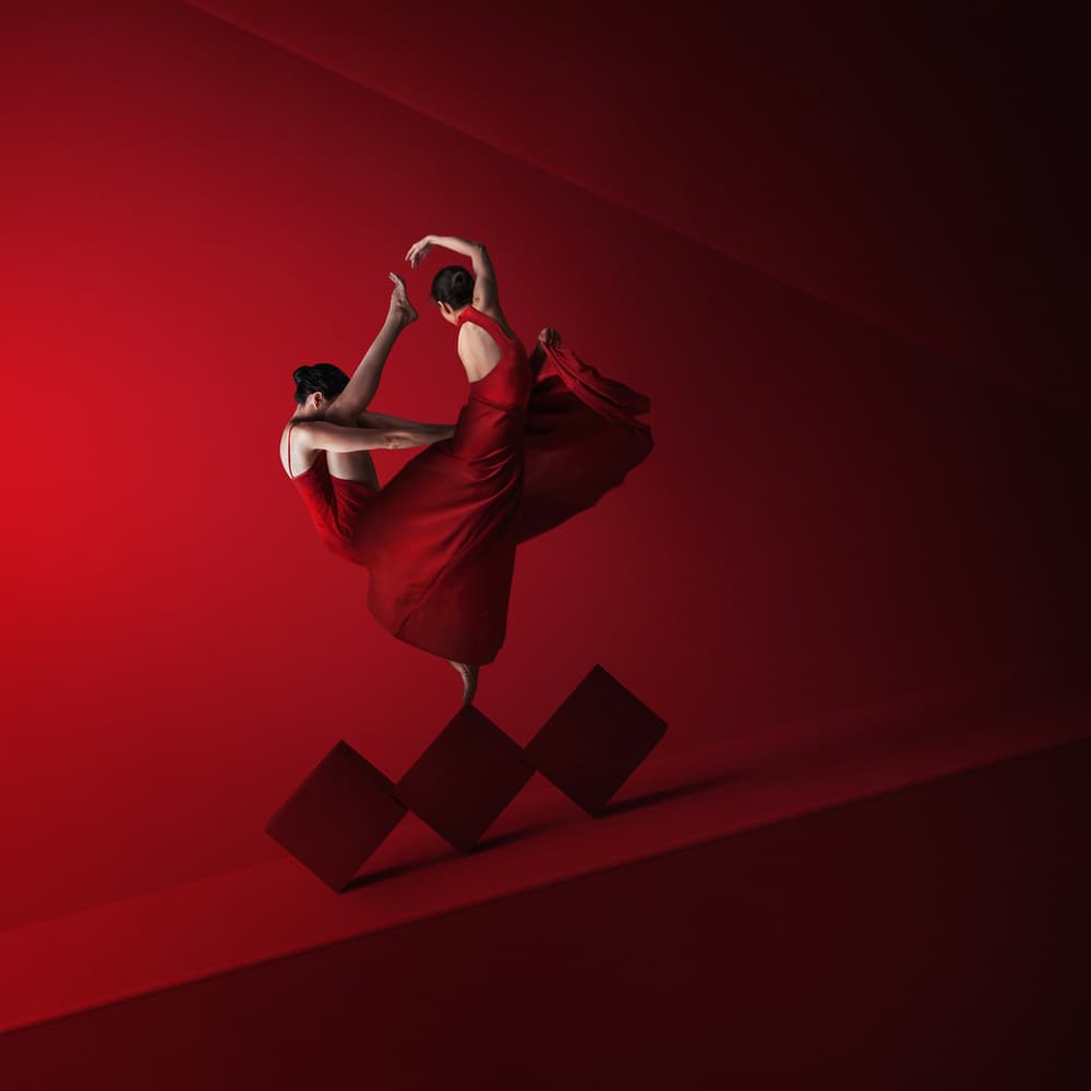 Dynamic Red Dancers by hardibudi — canvas wall art