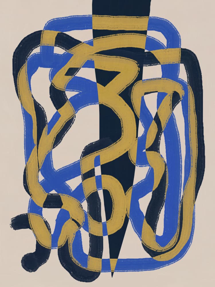 Abstract Blue Gold Design by Little Dean — canvas wall art