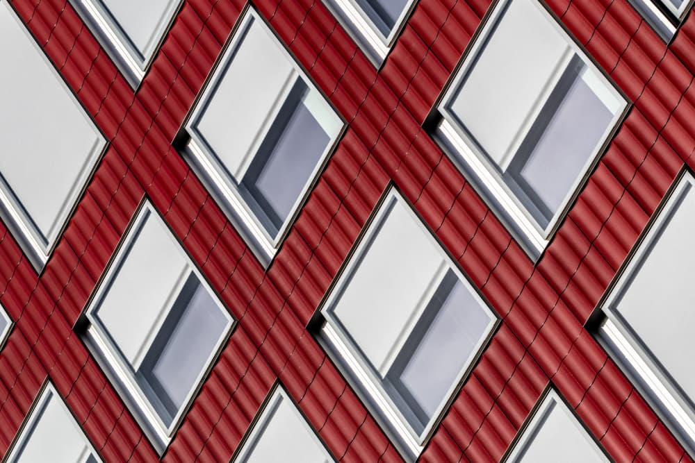 Red Diamond Facade by Franco Tessarolo — canvas wall art