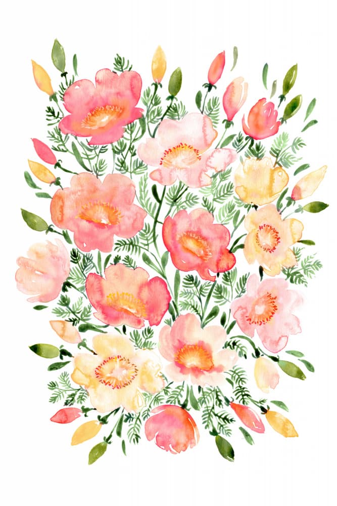 Watercolor Flower Bouquet by Rosana Laiz Blursbyai — canvas wall art