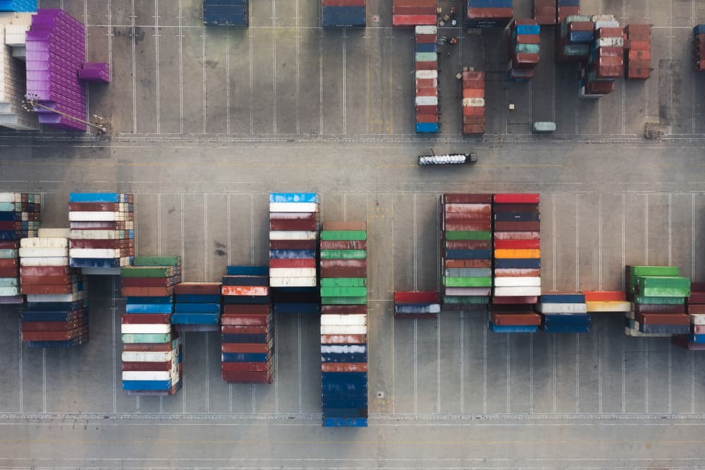 Vibrant Container Terminal by Xiaoyang Wang — canvas wall art