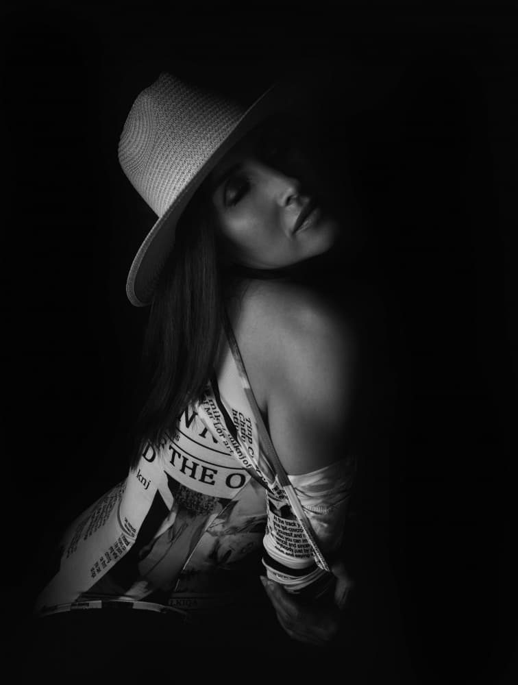 Mysterious Hat Portrait by Yuri Shepelev — canvas wall art
