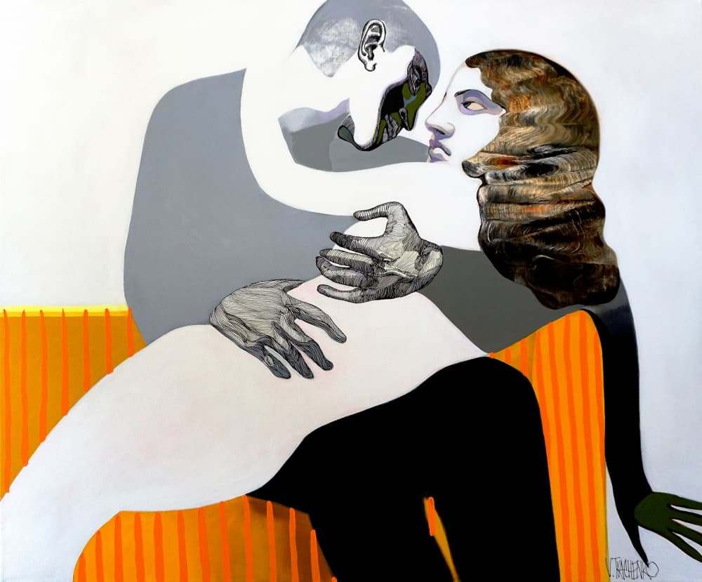 Intimate Couple Embrace by Victor Tkachenko — canvas wall art