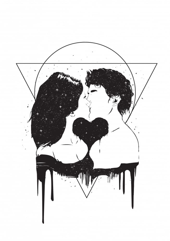Cosmic Heart Kiss by Balazs Solti — canvas wall art