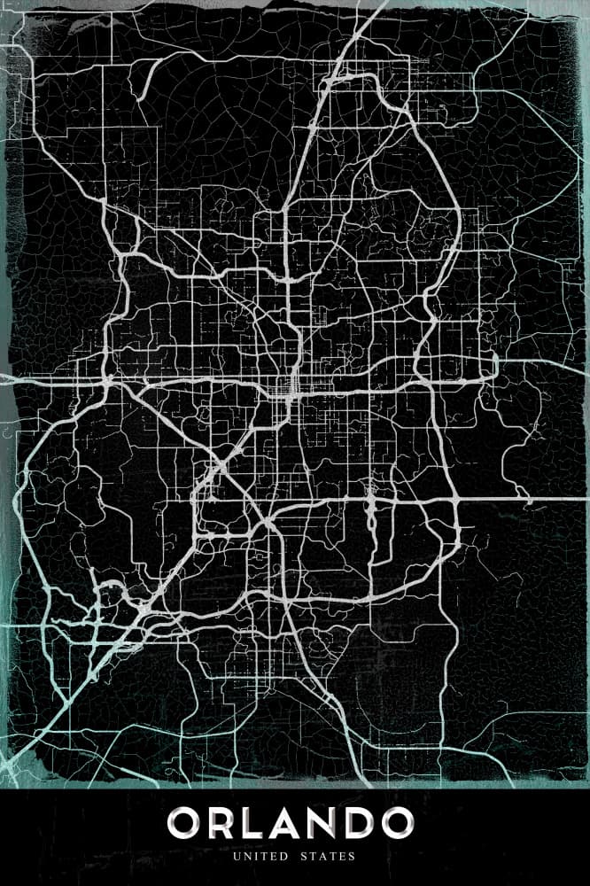 Orlando Urban Grid Map by StudioSix — canvas wall art