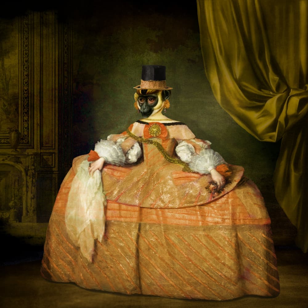 Elegant Monkey Portrait by Marja van den Hurk — canvas wall art
