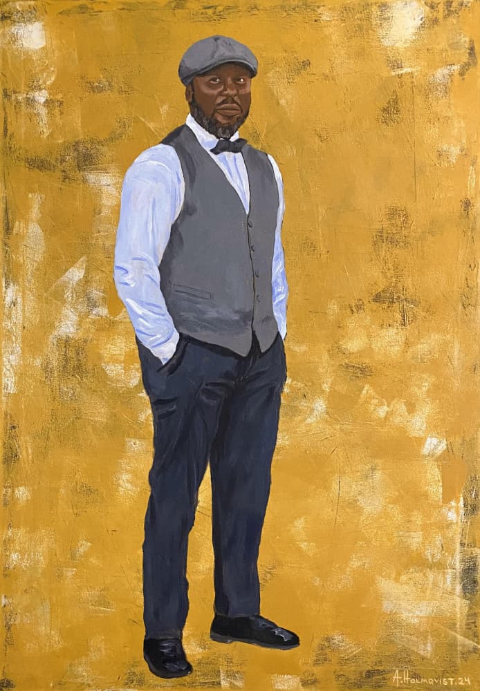 Elegant Man in Gold by Borgenhag Holmqvist — canvas wall art