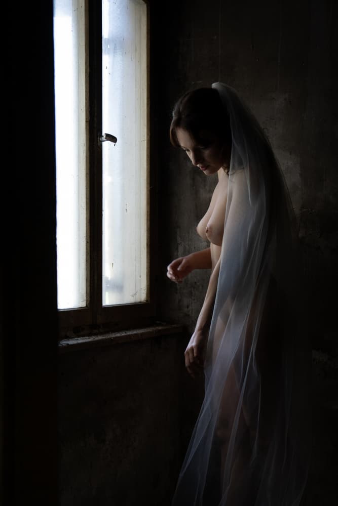 Pensive Bride By Window by Christian Kurz — canvas wall art