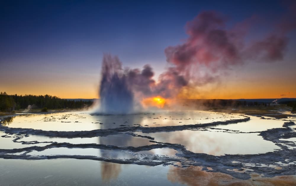Dramatic Geyser Sunset by Dr. Nicholas Roemmelt — canvas wall art