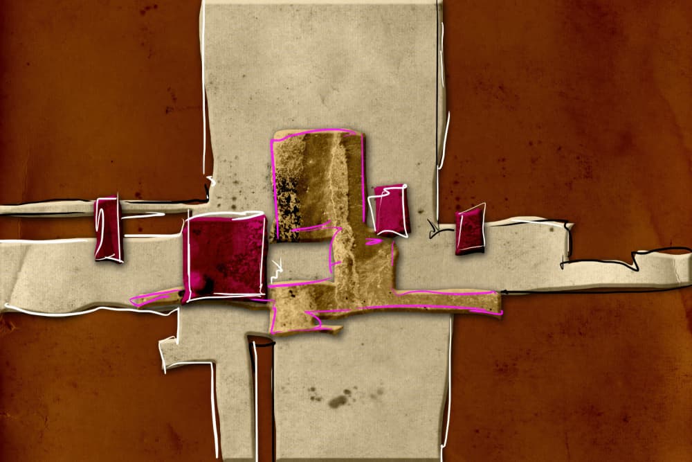 Golden Magenta Layers by Rafal Kulik — canvas wall art