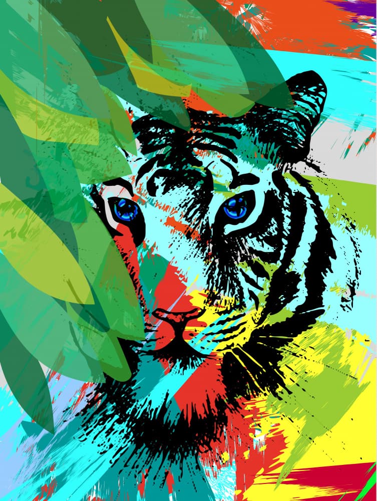 Vibrant Jungle Tiger by Marika Barsrsind — canvas wall art