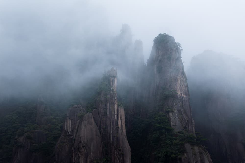 Misty Mountain Peaks by Simoon — canvas wall art
