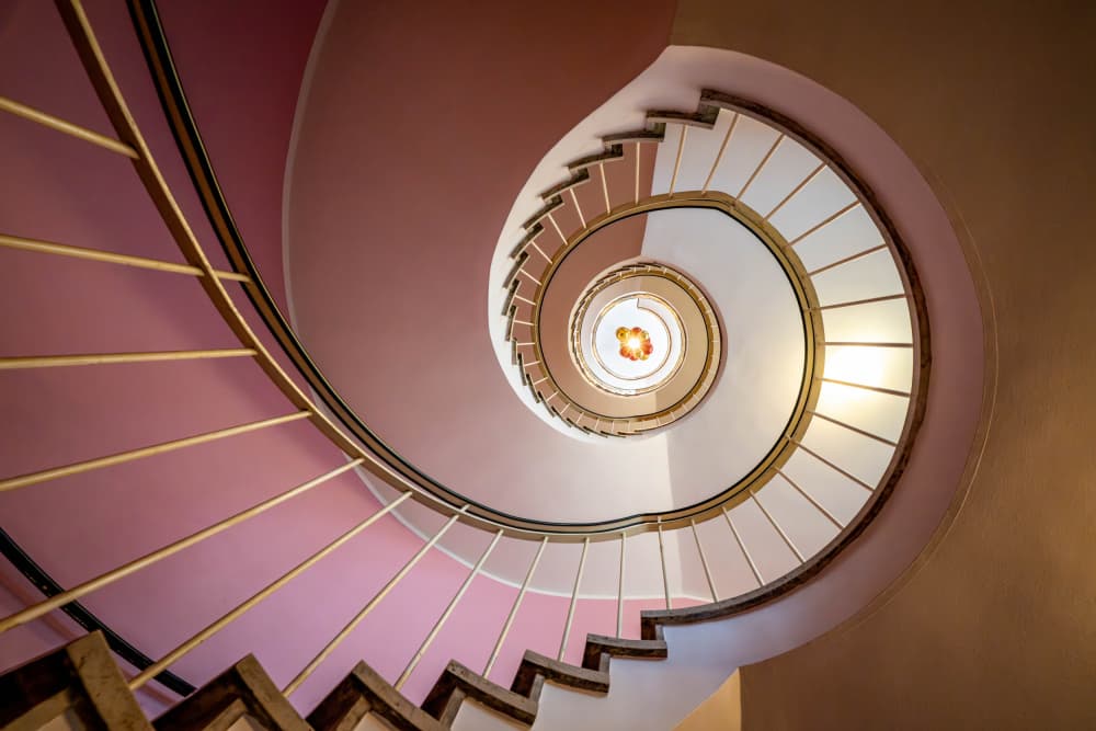 Pink Spiral Staircase by Dieter Reichelt — canvas wall art