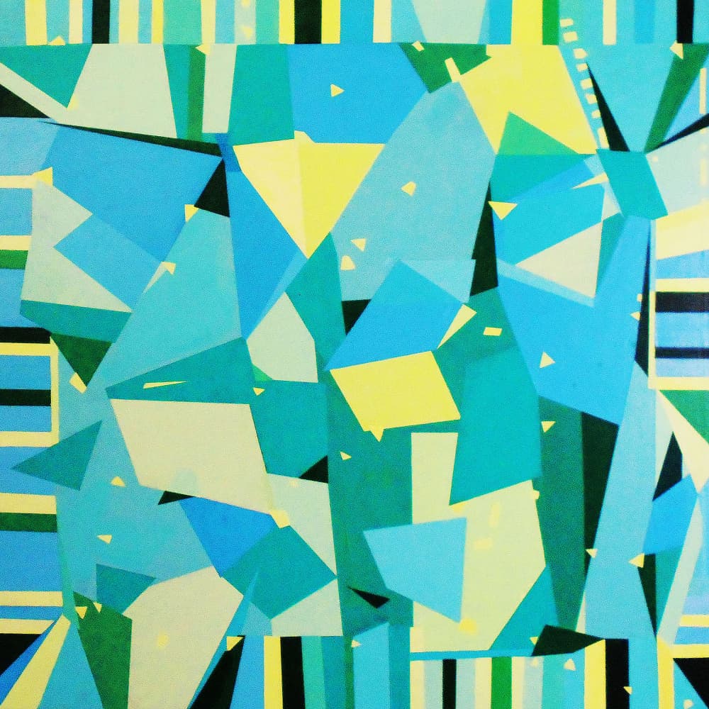 Blue Yellow Geometric Abstract by Vanessa Ryan — canvas wall art