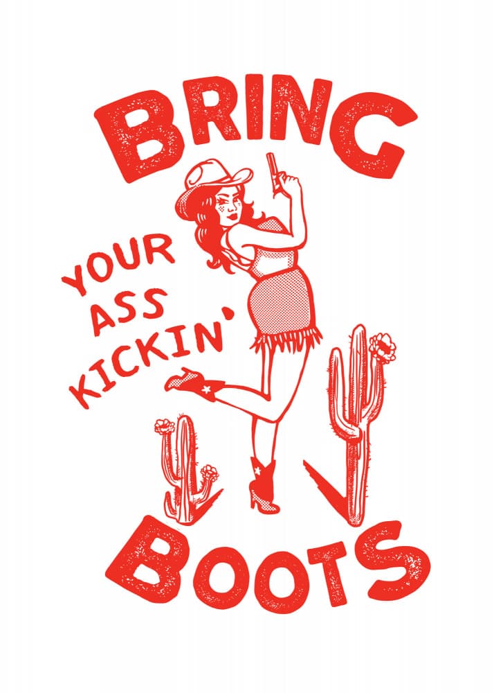 Ass Kicking Boots Funny Western Cowgirl by The Whiskey Ginger — canvas wall art