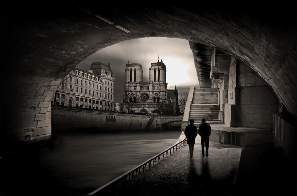 Paris Notre Dame Under Arch by Pierre Bacus — canvas wall art