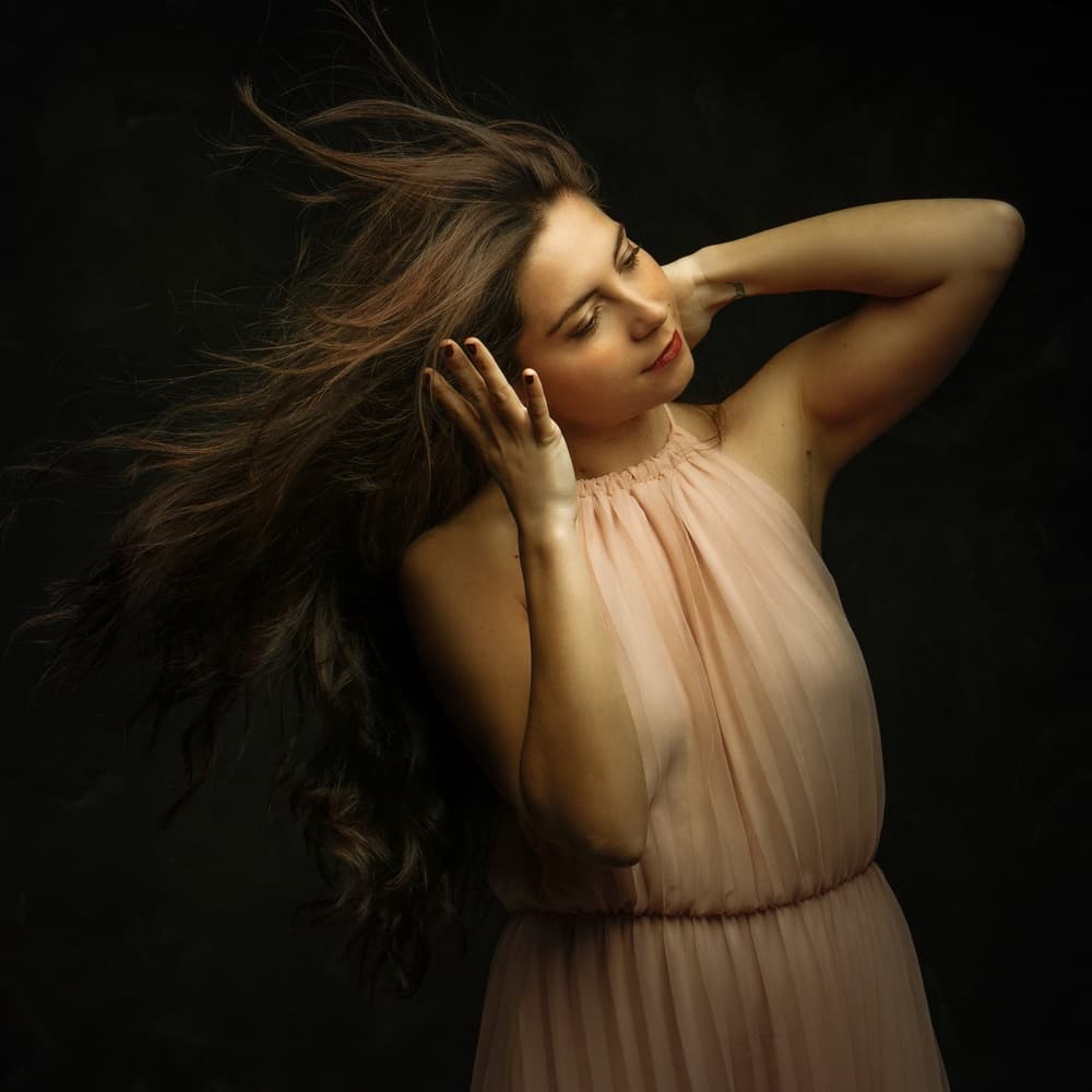 Dreamy Windblown Beauty by Domenico Petrocca — canvas wall art