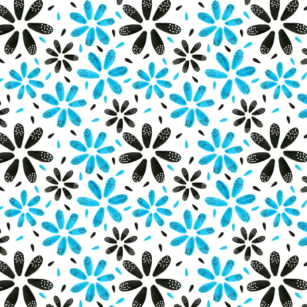 Dotted Blue Black Floral by Michele Channell — canvas wall art