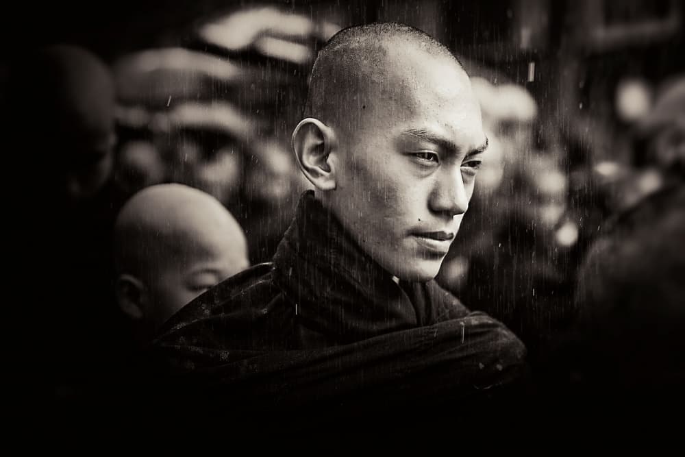 Young Monk In Rain by Gloria Staffa — canvas wall art