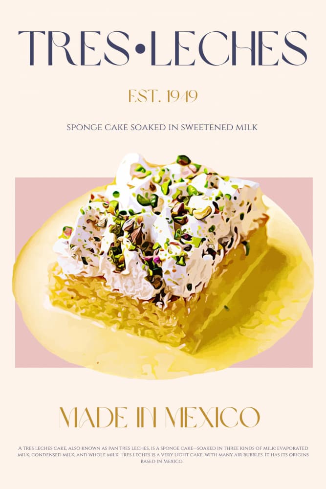Mexican Tres Leches Cake by Nazma Khokhar — canvas wall art