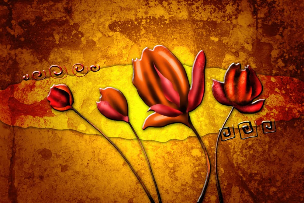 Vibrant Abstract Flowers by Rafal Kulik — canvas wall art