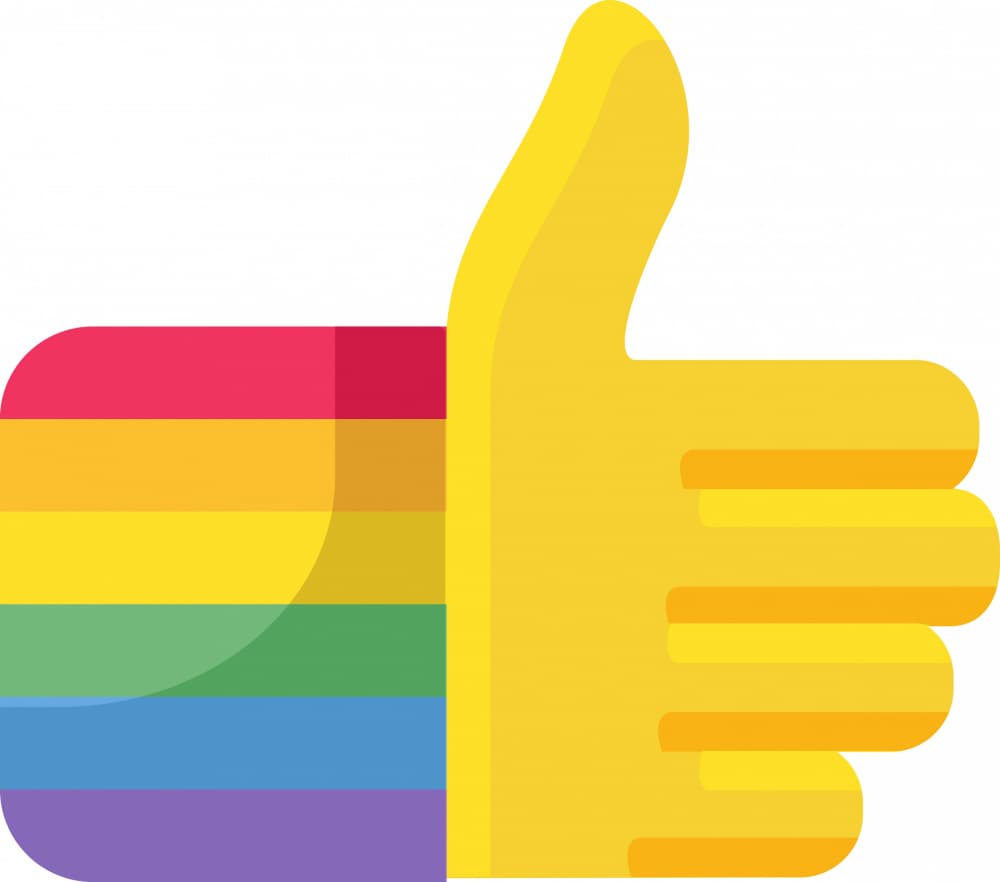 Rainbow Thumbs Up by Marika Barsrsind — canvas wall art