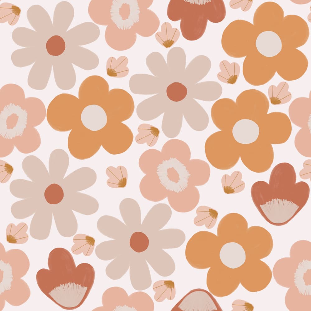 Retro Floral Blooms by Menina Lisboa — canvas wall art