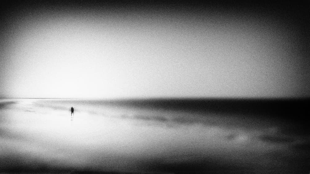 Solitary Figure Ocean Horizon by Ina Tänzer — canvas wall art