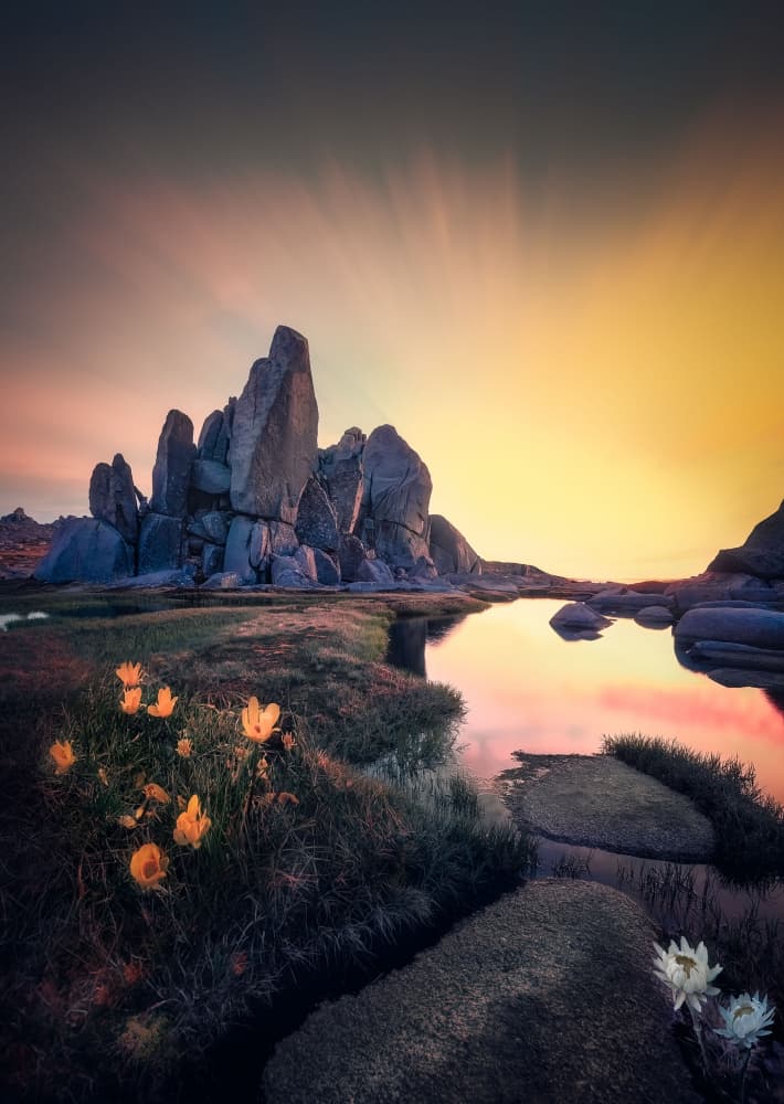 Golden Hour Rock Formations by YANGYING — canvas wall art