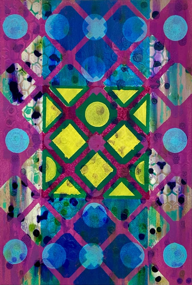 Vibrant Geometric Grid by David Galan — canvas wall art