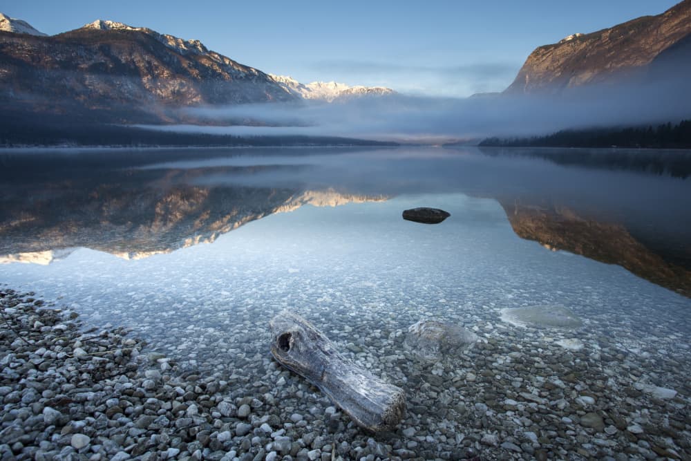 Misty Mountain Lake Reflection