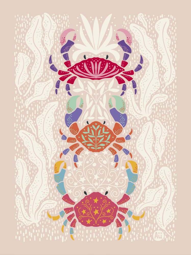 Colorful Crab Stack by Aia Ueno — canvas wall art