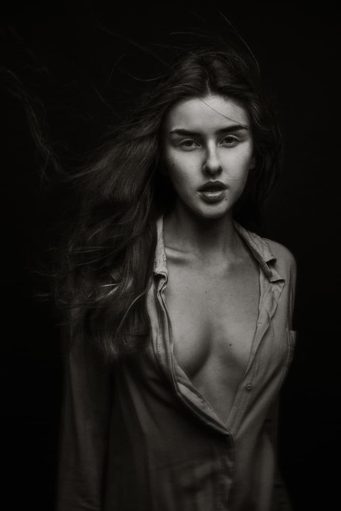 Intense Female Portrait by Martin Krystynek MQEP — canvas wall art