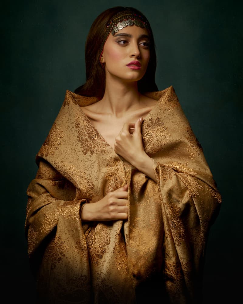 Golden Fabric Portrait by Shizuo Shiki — canvas wall art