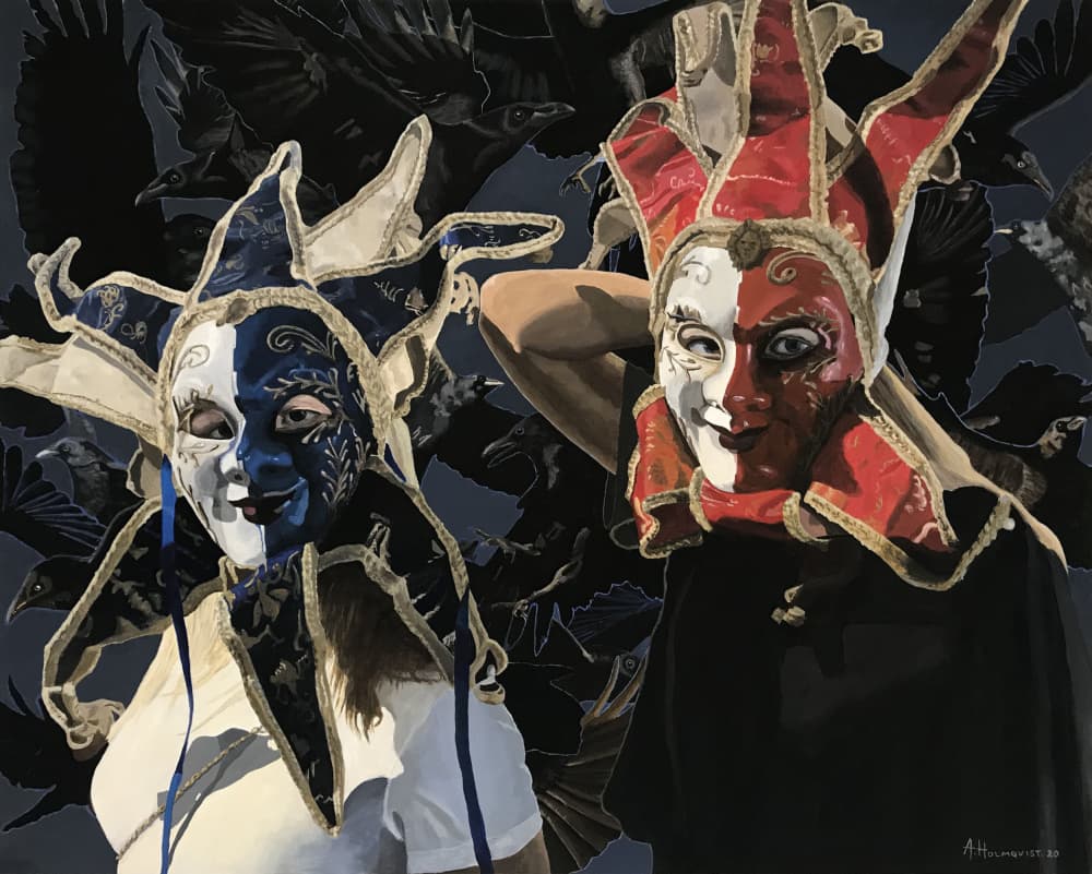Mysterious Jester Masks by Borgenhag Holmqvist — canvas wall art