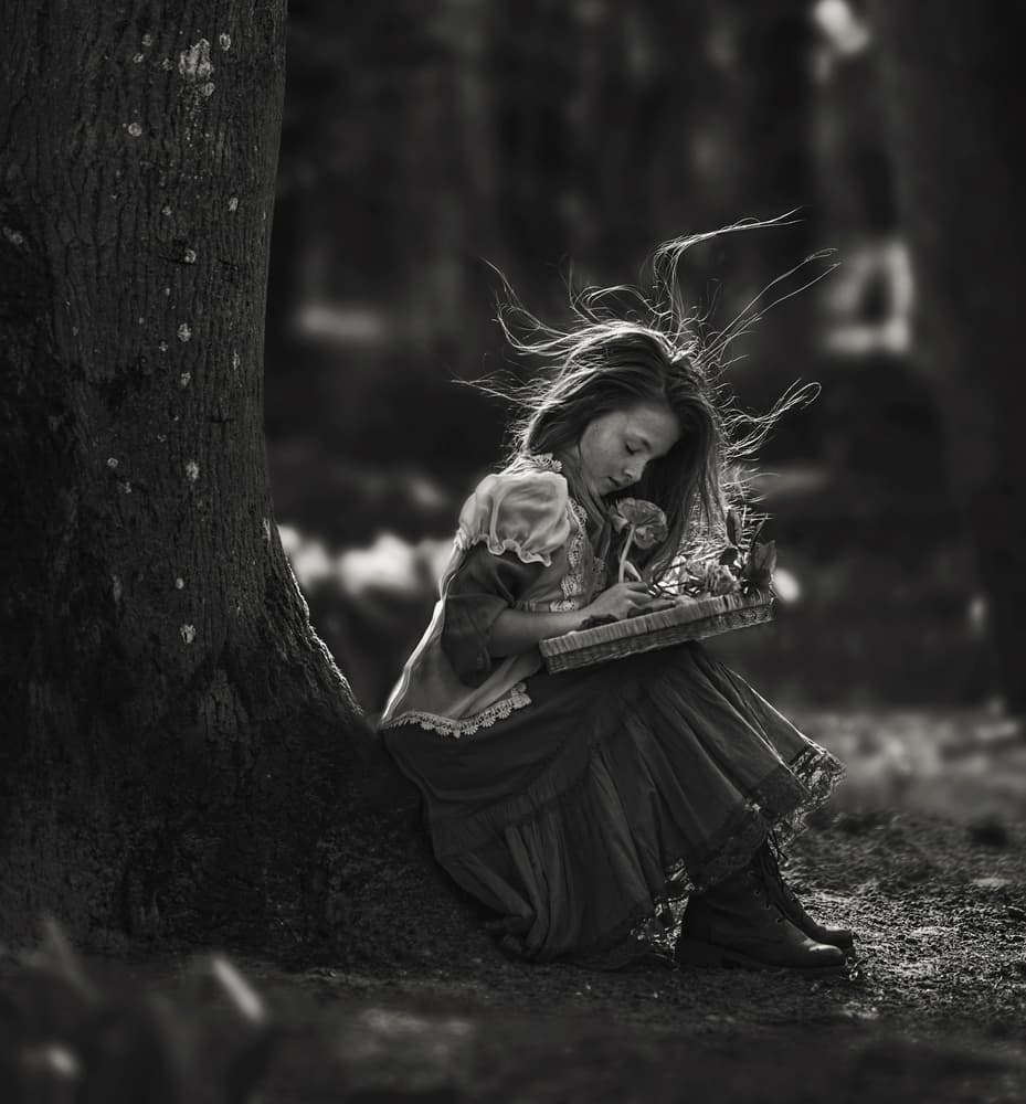 Forest Girl with Flowers by Ewa Cwikla — canvas wall art
