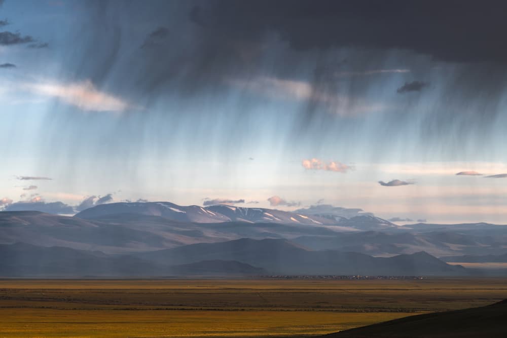 Dramatic Mountain Rain by Artem Fomenko — canvas wall art