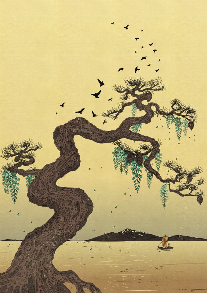 Tranquil Japanese Seascape by Nicholas — canvas wall art